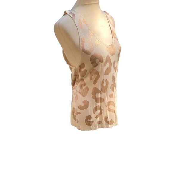 Amoli gold and cream animal print pointelle knit tank top size M/L - Picture 5 of 12